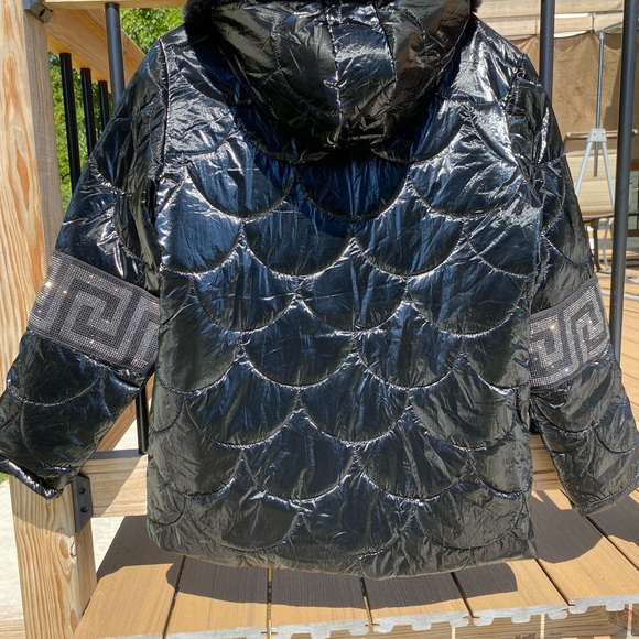 Black Winter Jacket Short Coat Plus Size AMAR MODA - Picture 5 of 6